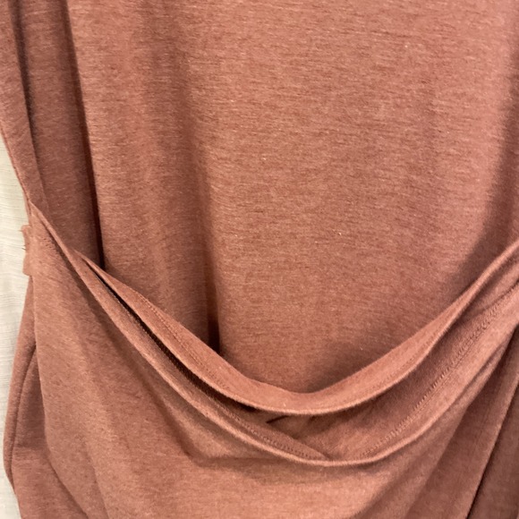 Mind Matter NWT Side Belted Wrap Dress Rose Gold Knee Length Short Sleeve Medium - Picture 6 of 16